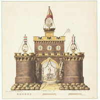 KT 2017 044
<br/>
De decoratie op het Kadijksplein te Amsterdam voor het Alliantiefeest op 19 juni 1795
<br/>
<em>Waldorp, Jan Gerard (1740-1808)</em>